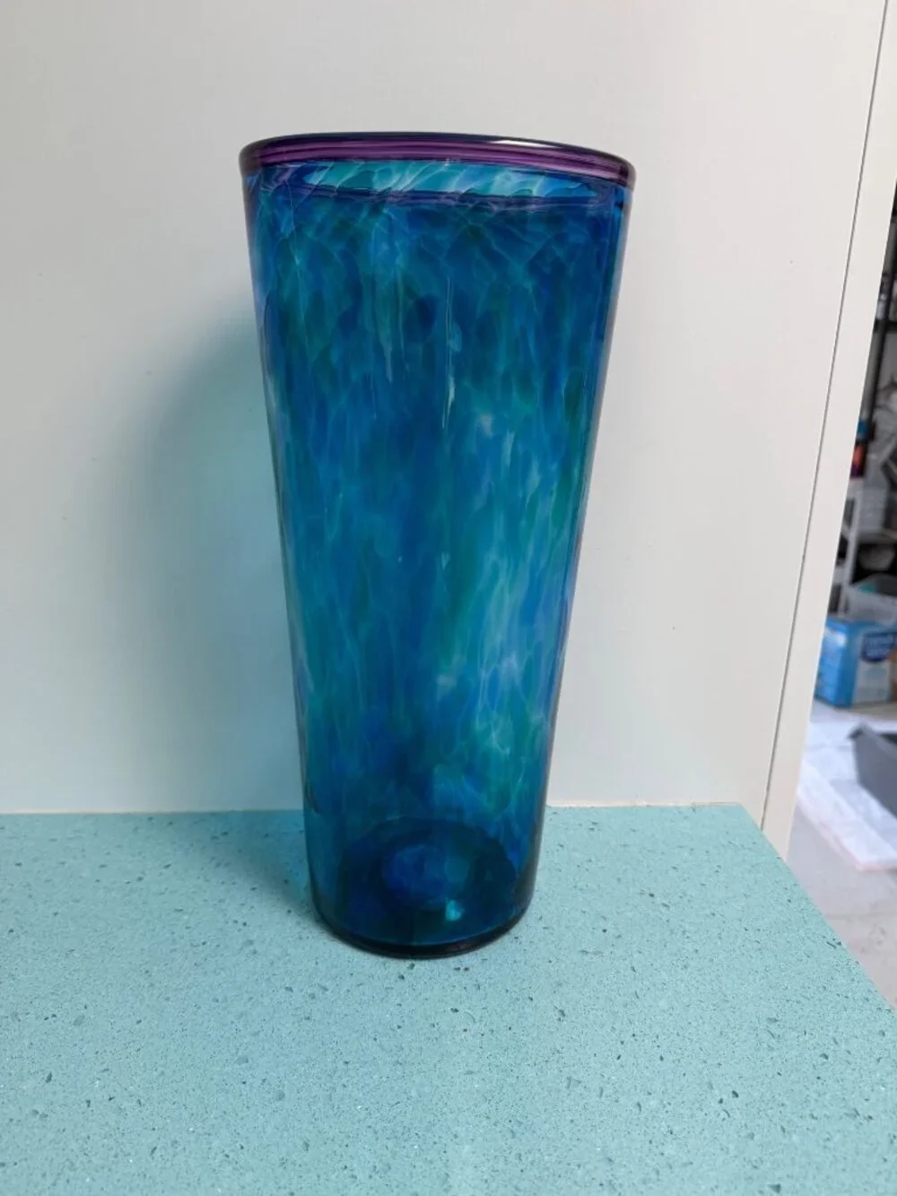 C.B. Glass Curtiss Brock Large 13 Inch Tall Studio Art Glass Vase Vintage Signed